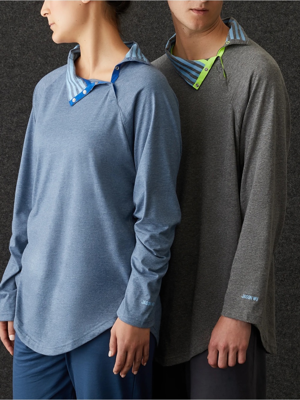 Jason Wu x Eva Air Heather Blue Neck Snap Lounge Shirt
